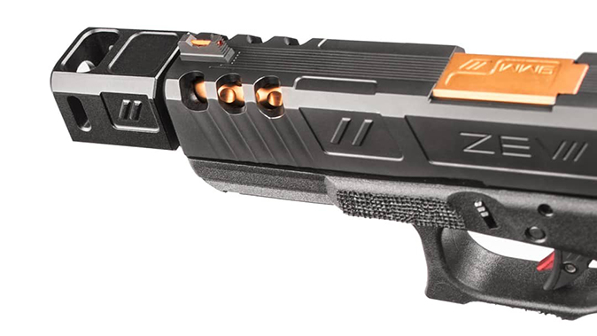 Zev Pro Compensator pistol rear angle