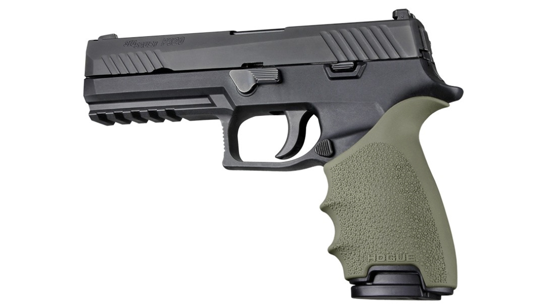hogue handall beavertail grip p320 black od green