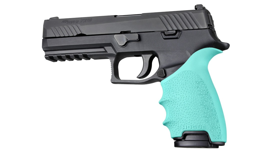 hogue handall beavertail grip p320 black aqua