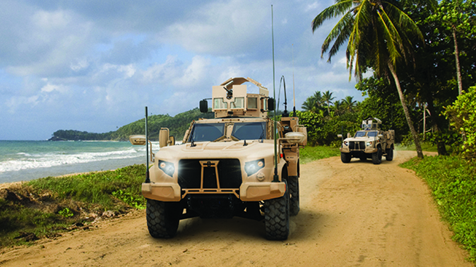 Oshkosh JLTV vehicle beach