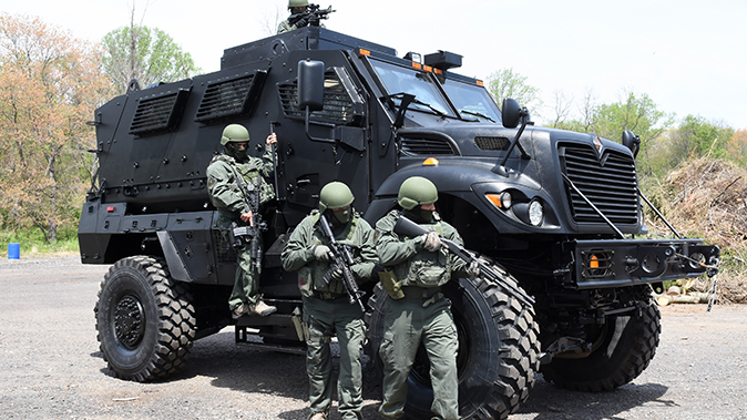 mrap vehicle police front angle