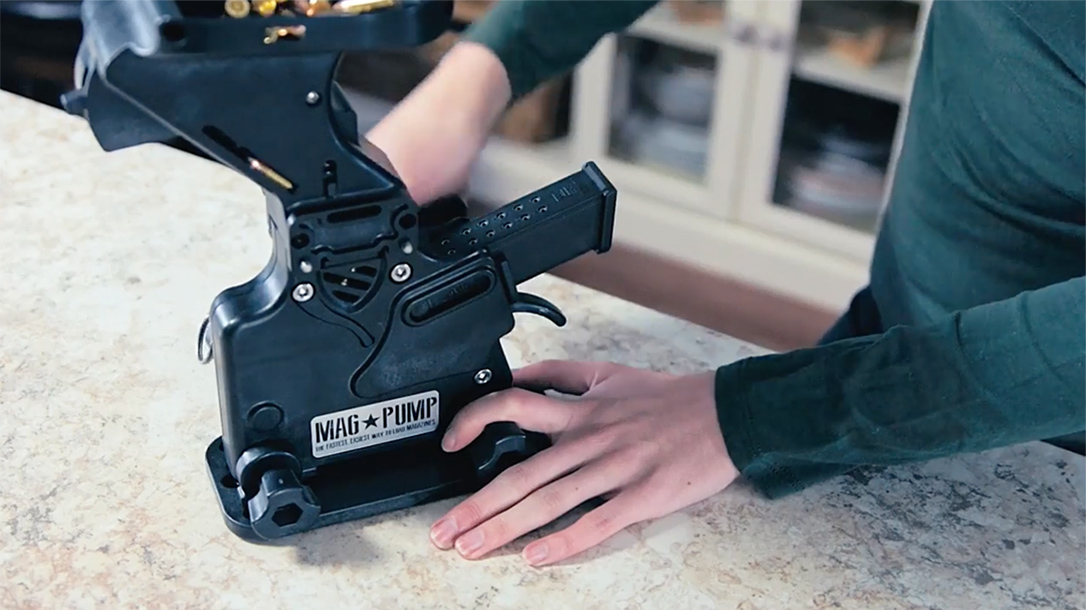 magpump 9mm Luger Magazine Loader action shot