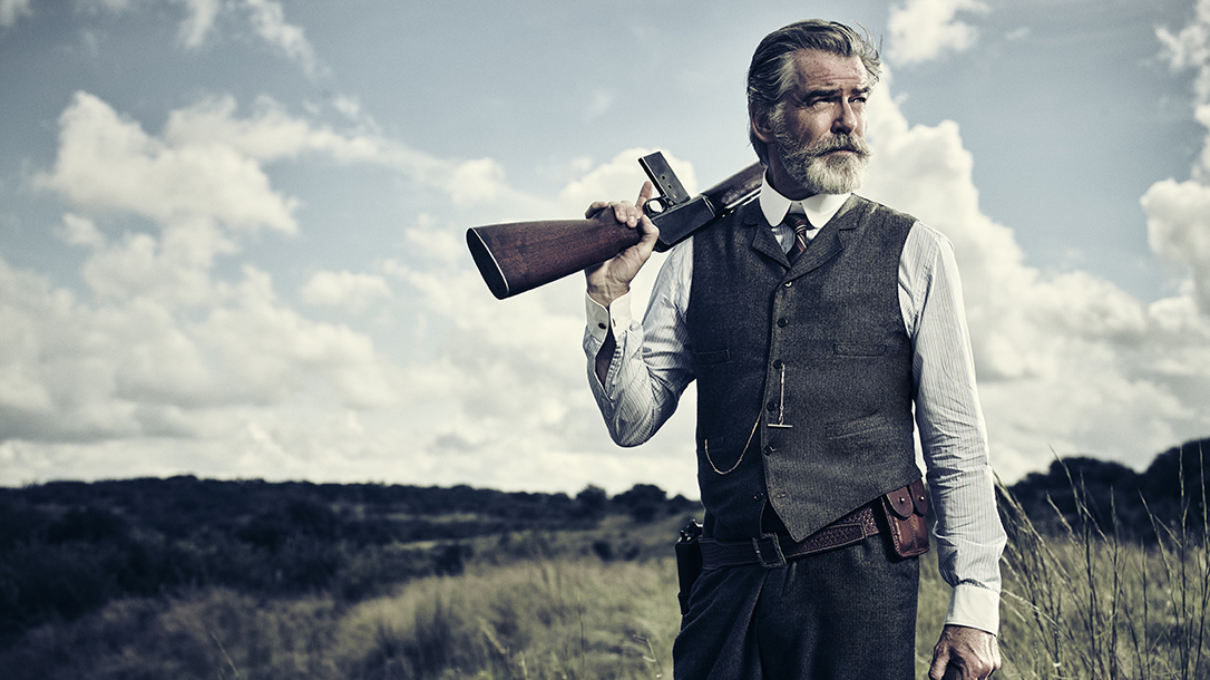 amc the son tv show pierce brosnan winchester model 1907 rifle