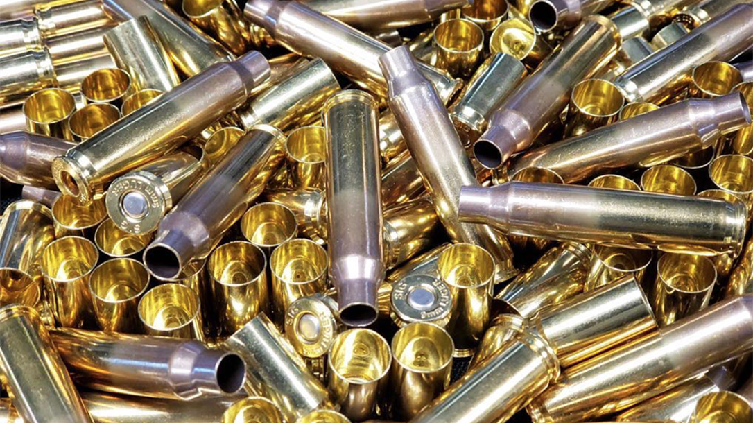 sig sauer brass reloading cases closeup