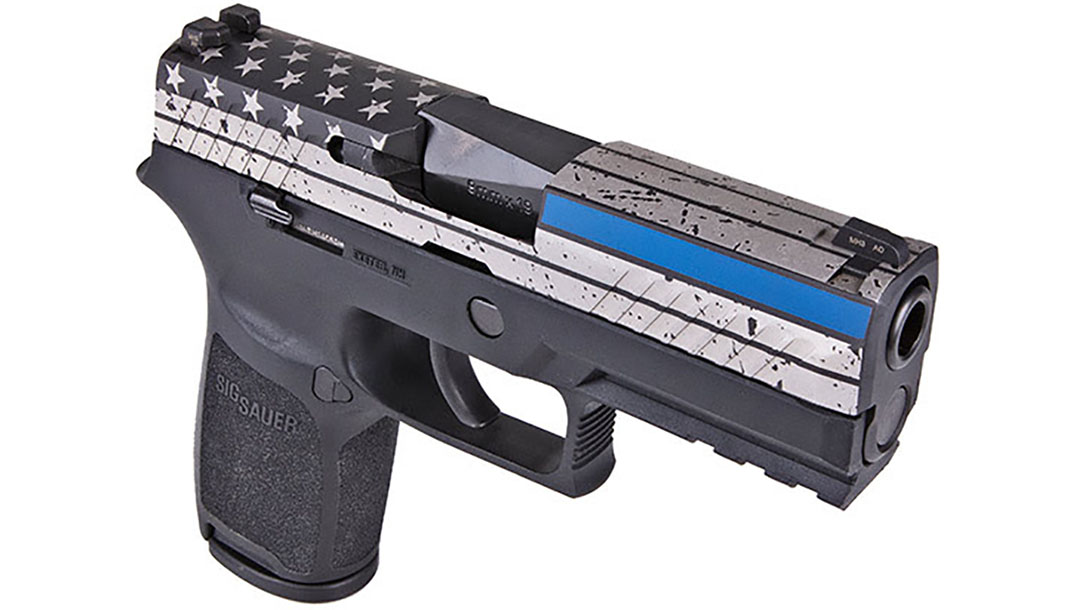 sig sauer thin blue line p320 pistol right angle