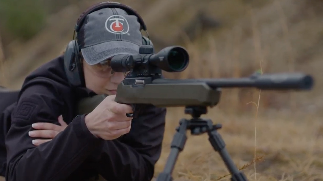 Thompson/Center Arms T/CR22 rifle shooting prone position