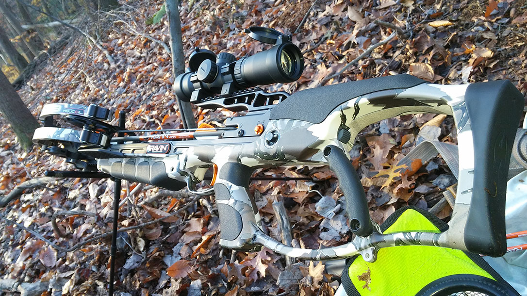 Ravin R9 Predator Camo Crossbow backyard