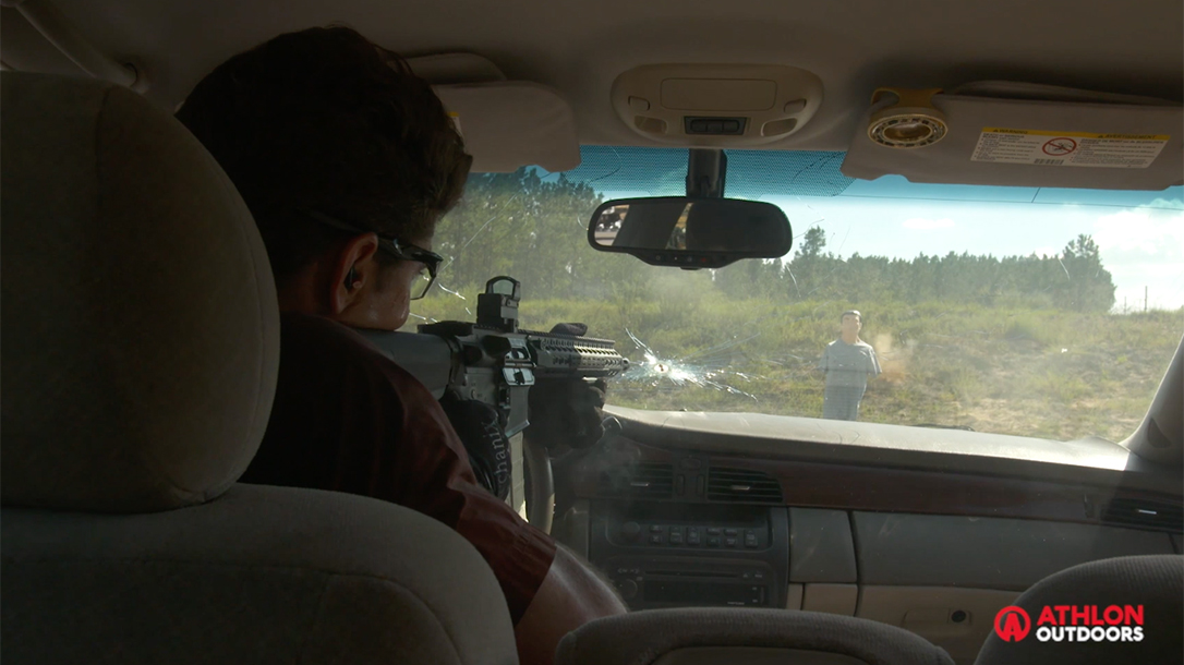 Shooting Through Car Windshield, Shooting through glass, carbine training