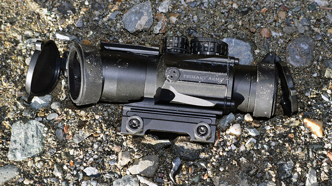 primary arms, primary arms 3x compact prism scope, primary arms compact prism scope, compact prism scope, compact prism, primary arms compact prism scope left profile