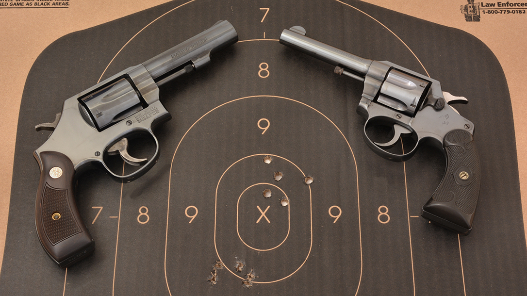 Smith & Wesson Model 10, Colt Police Positive, revolvers