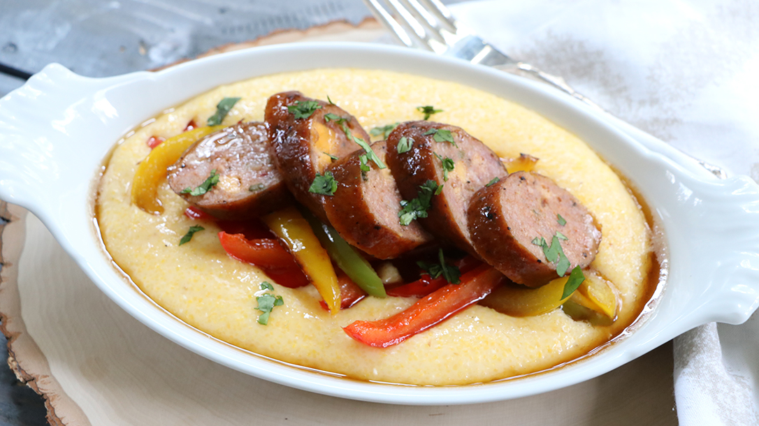 Smoking Wild Game recipes, Bri Van Scotter, Smoked Wild Boar Jalapeño Cheddar Sausage and Grits