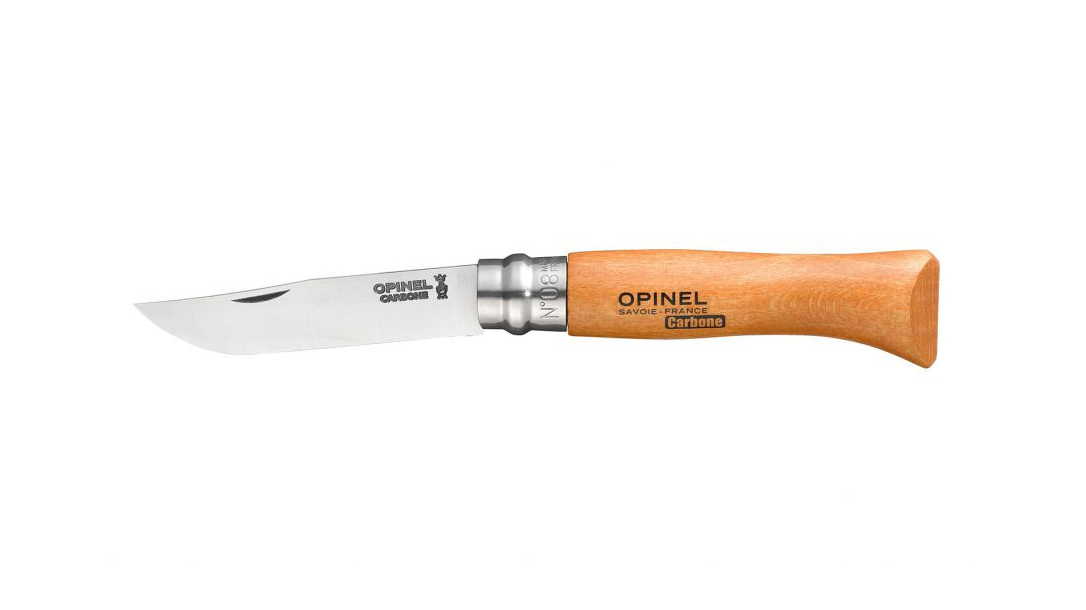 Ballistic Gear Grab, Opinel N°08 Carbon Steel Pocket Knife, opened