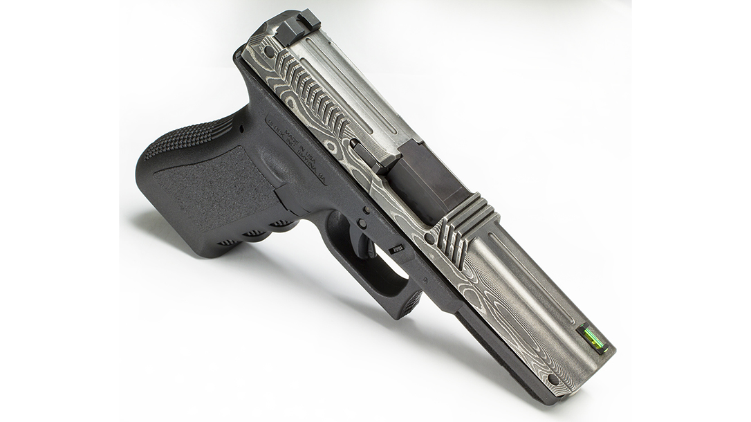 Damascus Steel Slide, fiber optic sight