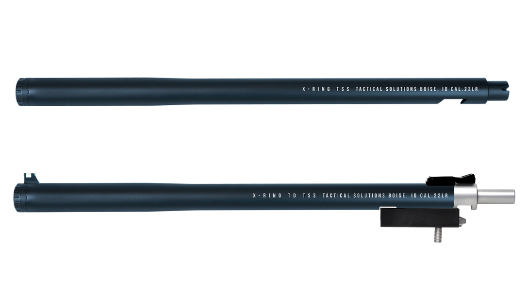 Tactical Solutions X-Ring TSS barrels integrally suppress the Ruger 10/22.