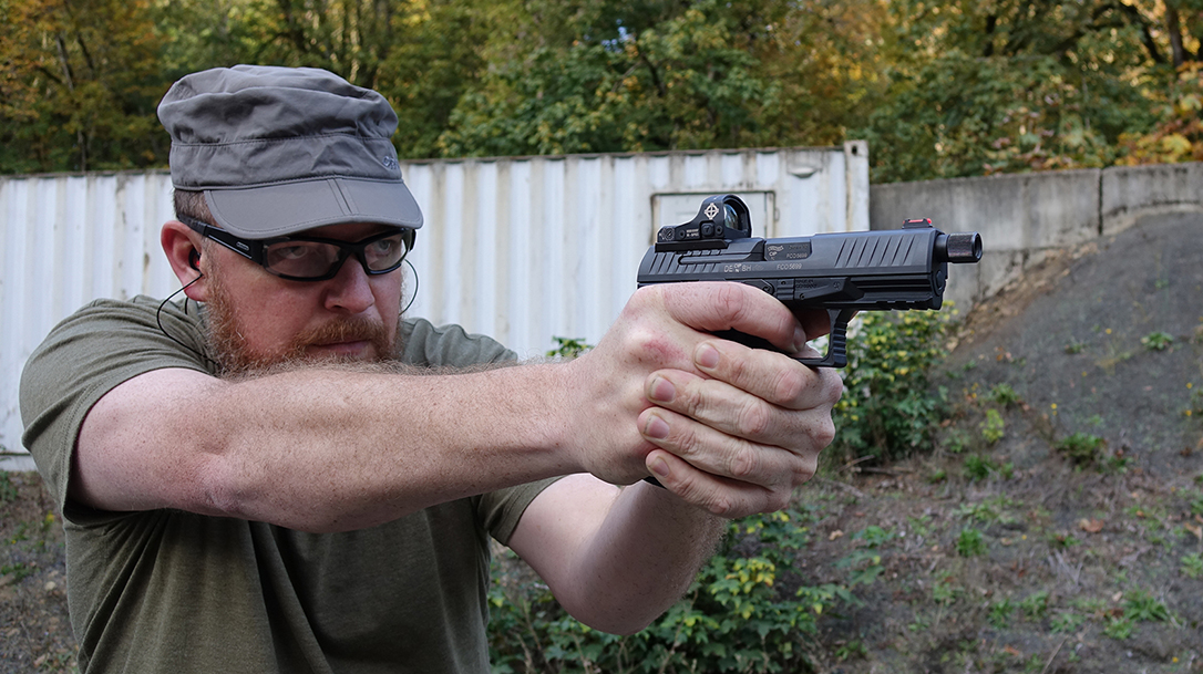 The optics-ready platform ships with three different plates to accommodate reflex sights.