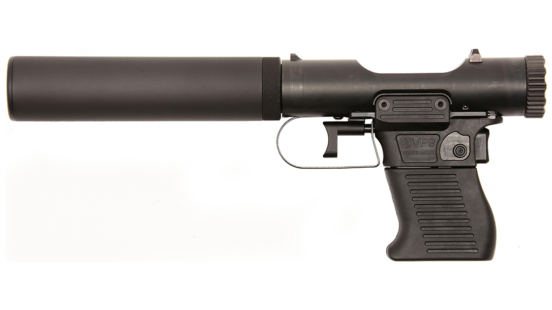 The VP9 breaks down into three pieces and is integrally suppressed.