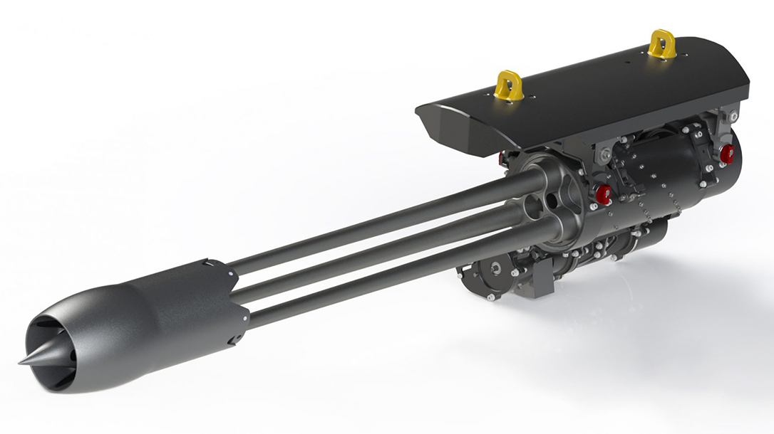 The new Dillon Aero 503D features three barrels firing .50 BMG.
