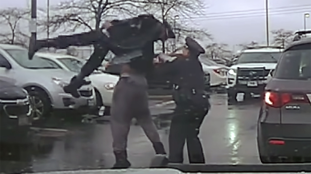 EKU linebacker Michael Harris body slammed a Grove City police officer in Ohio.