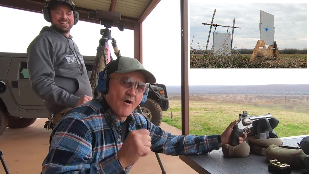 Jerry Miculek goes 1,000 yards with a revolver in four shots.