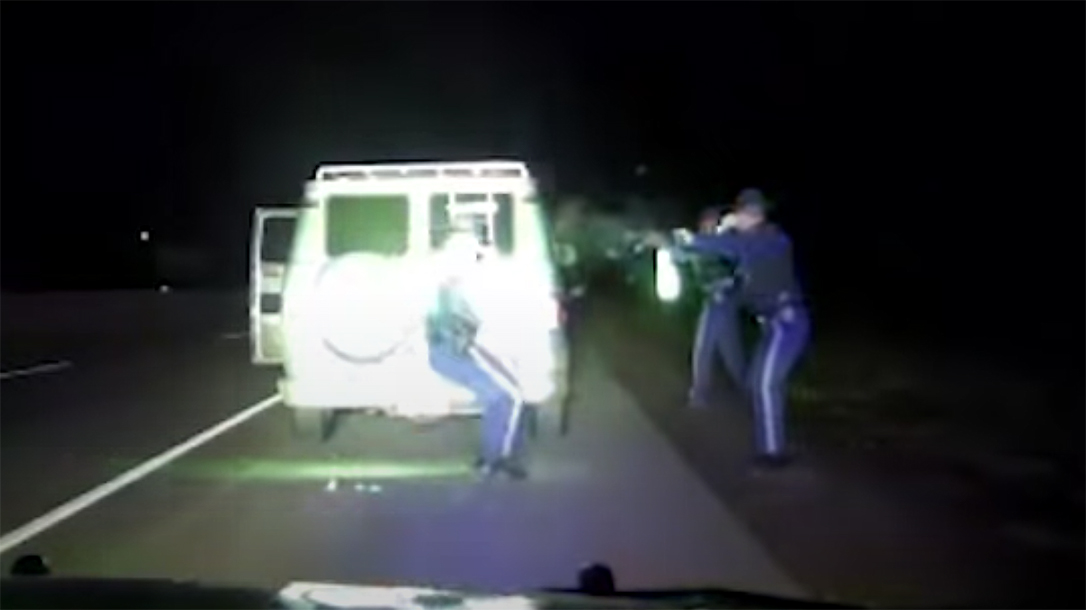 Oregon State Police engaged in a wild shootout with an armed suspect.