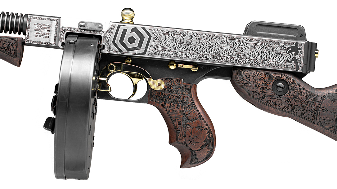 Custom Auto-Ordnance Trump Tommy Gun, Outlaw Ordnance, ballistic logo