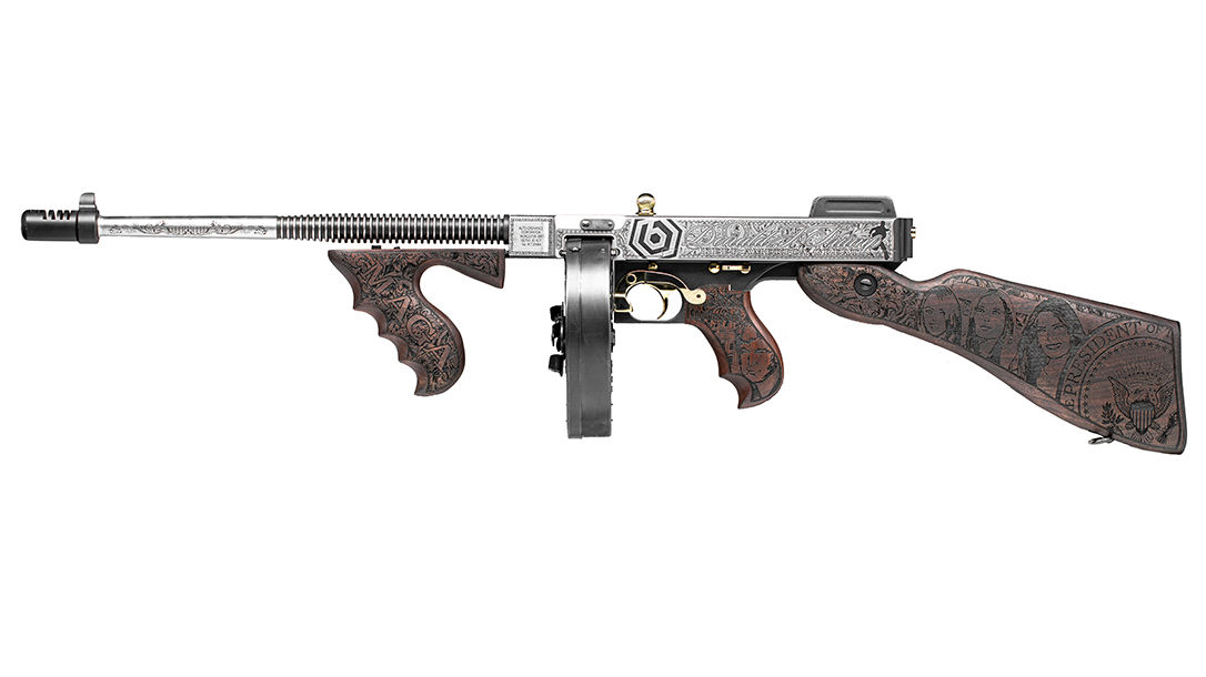 Custom Auto-Ordnance Trump Tommy Gun, Outlaw Ordnance, left