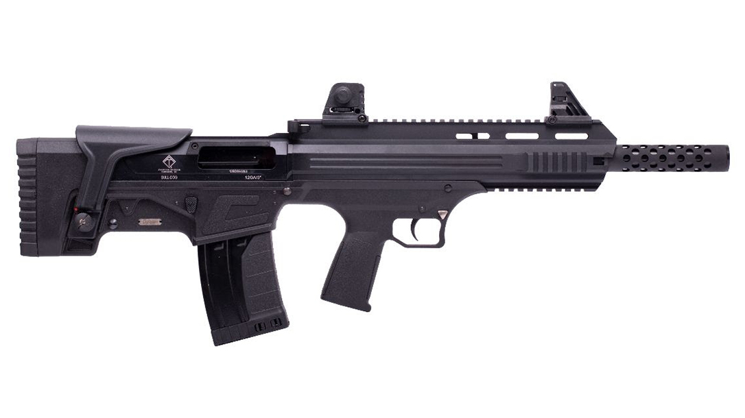 With an adjustable cheek pice and open sights, along with plenty of rail space, the Bull-Dog is versatile.