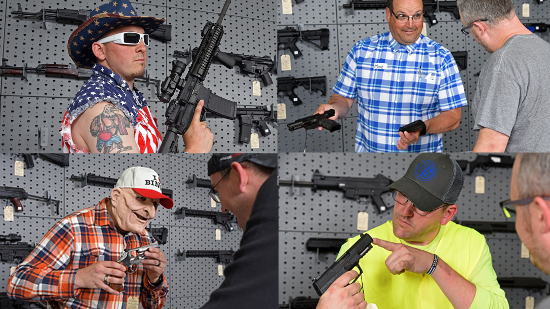 The gun store often is filled with a predictable cast of characters.