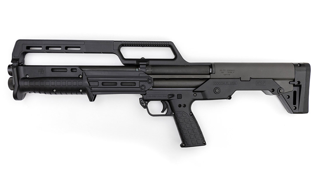 Despite its short overall length, the bullpup design delivers an 18.5-inch barrel.