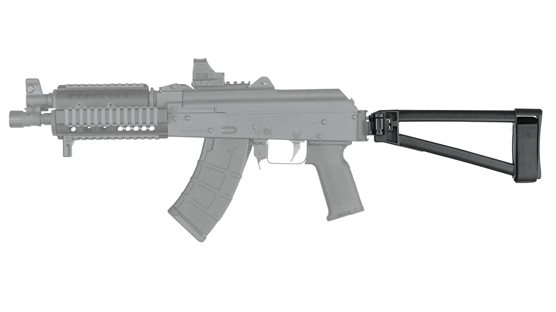 The SB Tactical TF1913 attaches to a Picatinny interface.