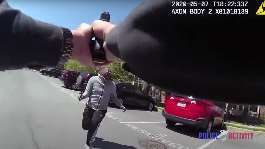 A Montgomery County officer shot and killed a man who charged with a large knife.