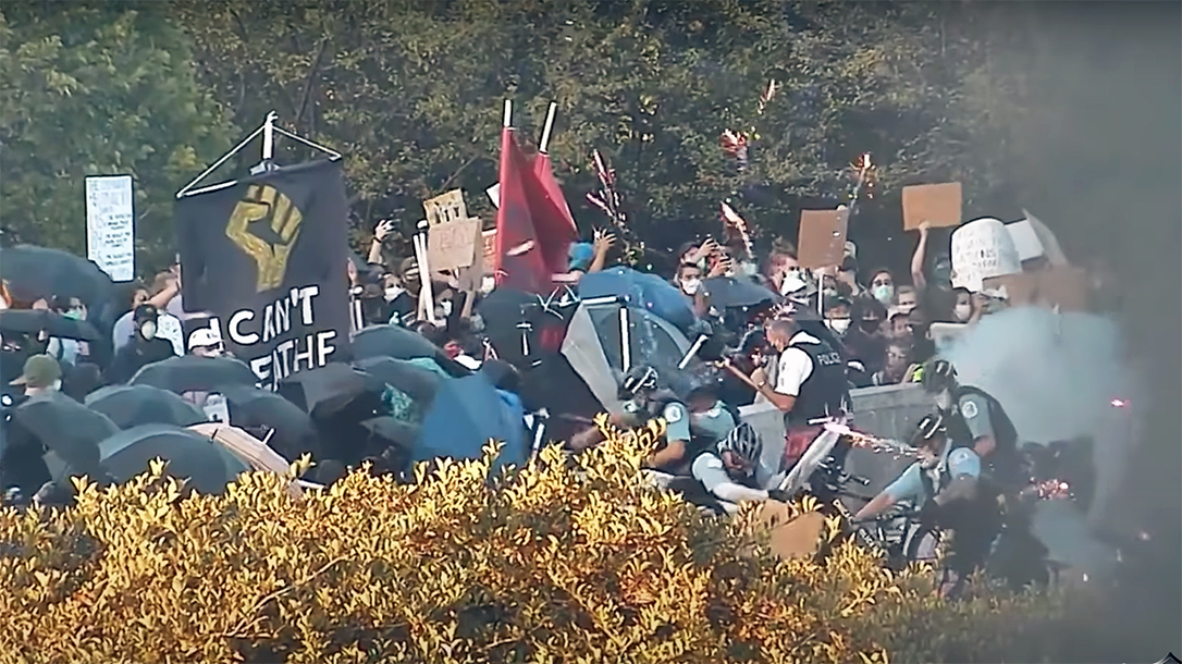 Forty-nine Chicago police officers suffered injury in coordinated Grant Park attack.