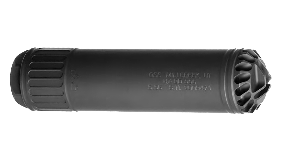 The OSS HX-QD 556Ti suppressor blends stainless steel and titanium.