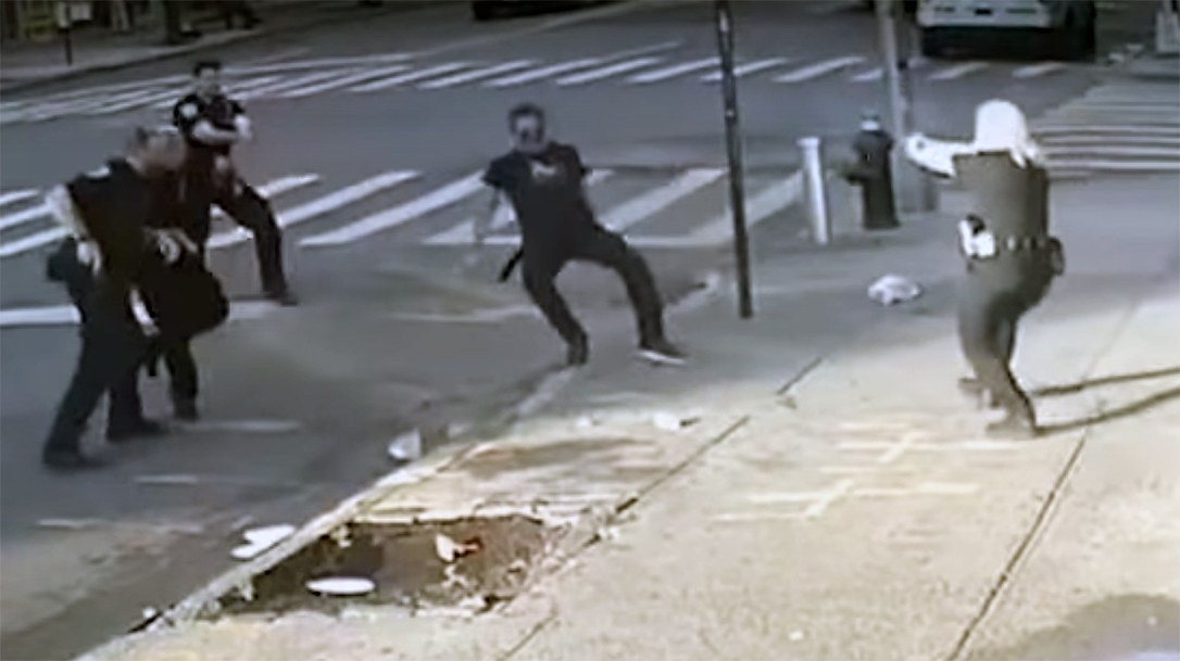 New York PD officers make several mistakes before shooting a man armed with a giant knife.