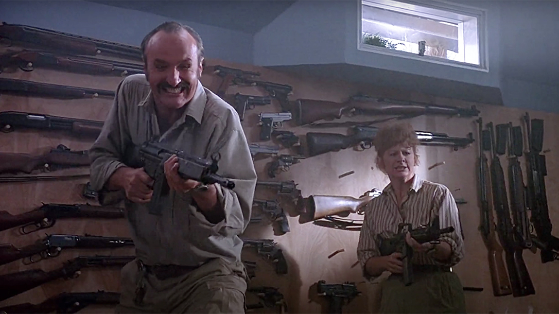 Burt Gummer gun room, Tremors gun scene
