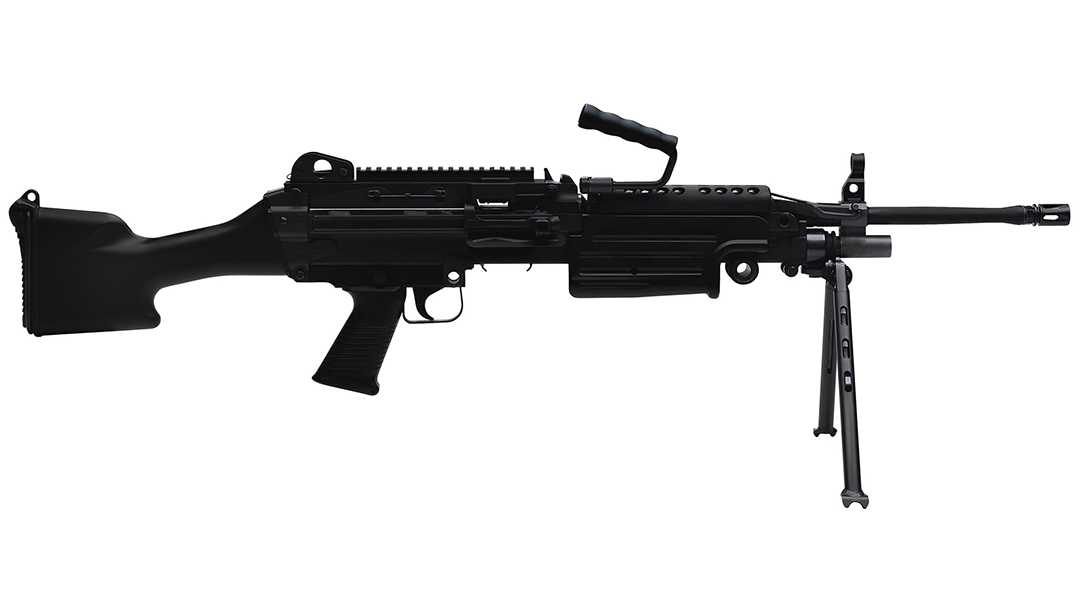The FN M249 SAW is a lightweight, belt-fed machine gun chambered in 5.56.