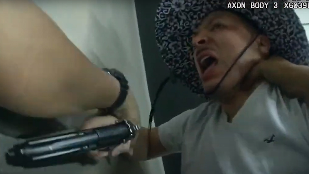 Jose Guzman pistol whipped one officer, then fired on another during an attack in California.