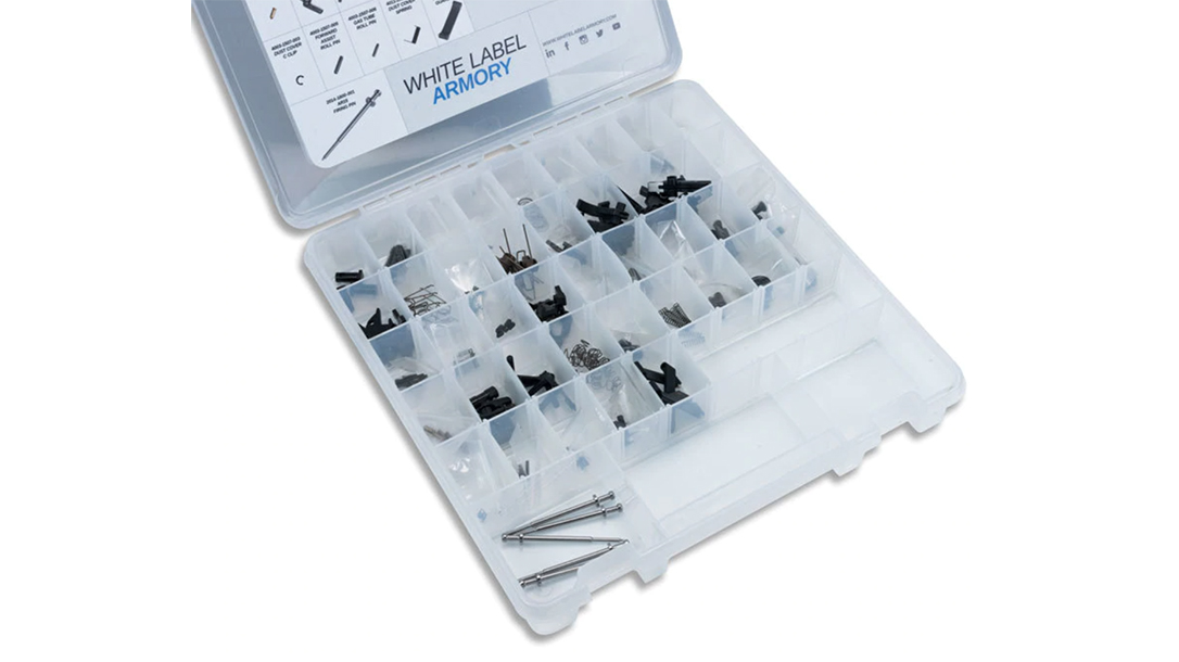 The White Label Armory Home Builder's Parts Kit contains everything you need to build and maintain AR-style guns.