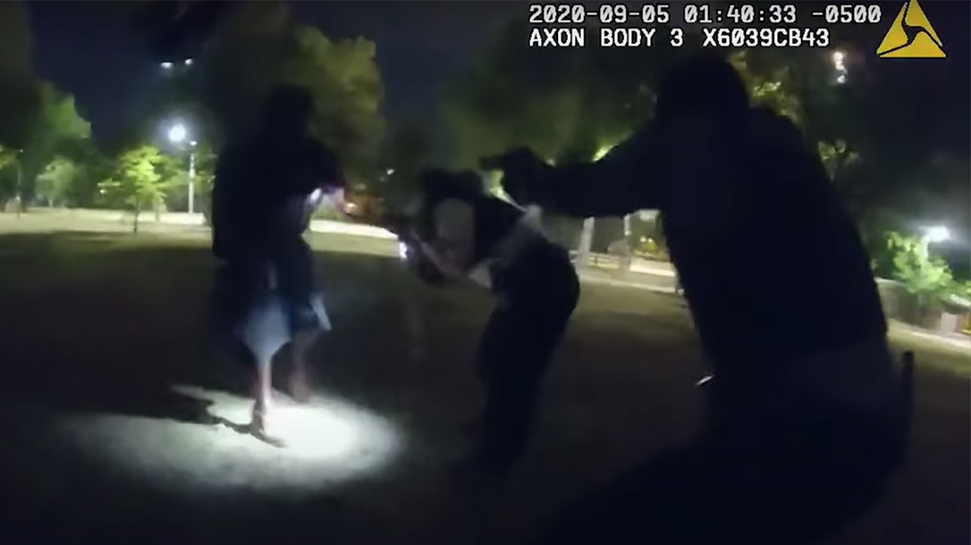 Shaon Warner charged and stabbed an officer with a butcher's knife before police shot and killed him.