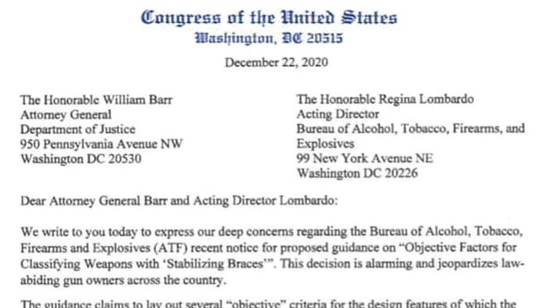 Congress Pistol Brace Letter, ATF