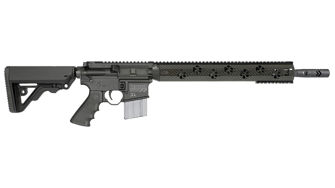 The Rock River Preadator2L features unique paw print handguards, marking its predator rifle status.