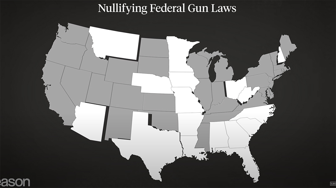 More than a dozens states are attempting to nullify federal gun control laws from Biden administration.