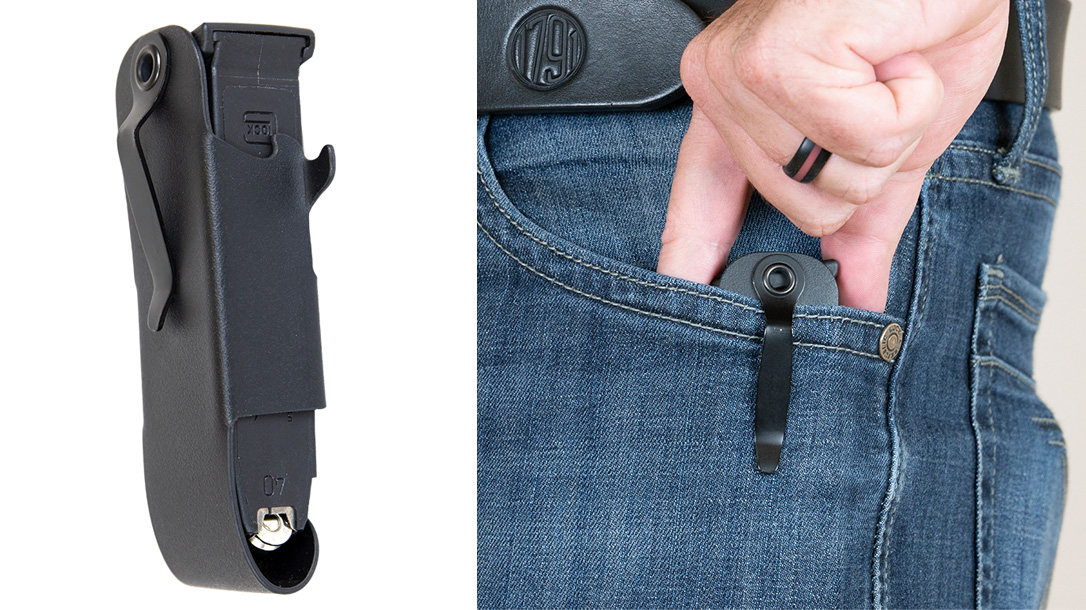 The SNAGMAG magazine holster provides a discreet mag carry method.