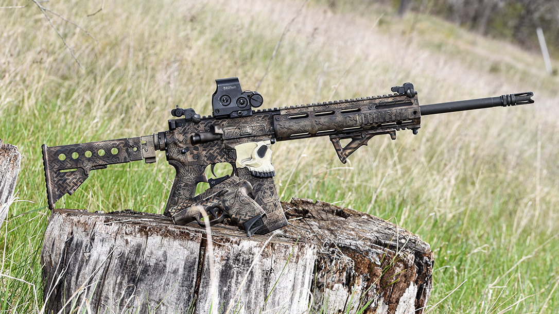 Odin’s Workshop, located in Michigan, is known for their amazing colorful work on Glock and Sig P320 frames but can handle any job, like the authors personal Ar-15.