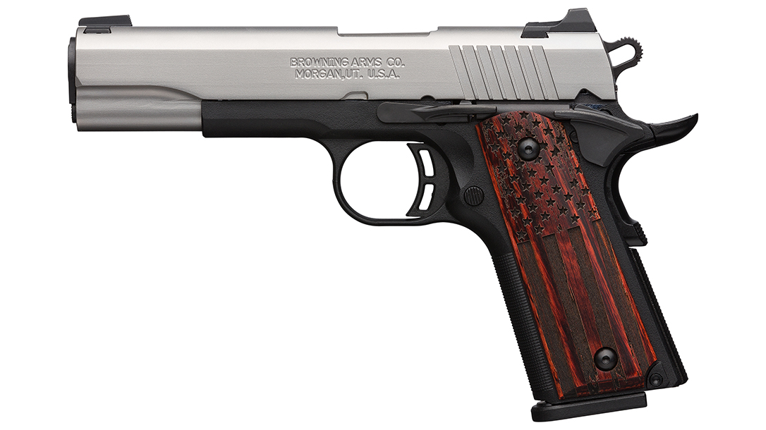 The Browning Black Label Pro American Flag 1911-380 is an 85-percent scaled down 1911.