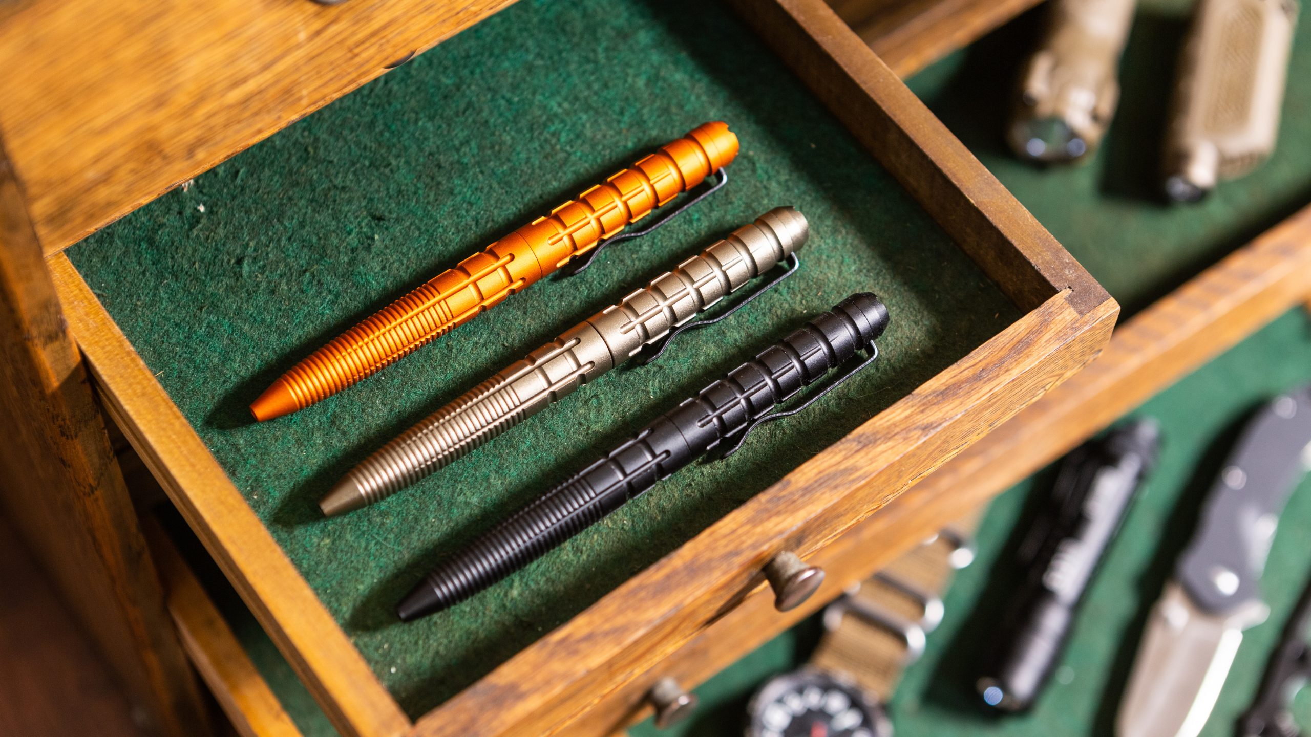 Potent pens shown here are great for breaking through glass and defending yourself!