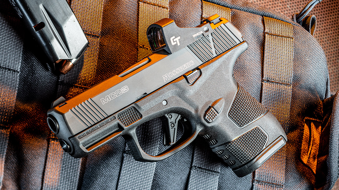 The micro-compact Mossberg MC2sc is optics ready and has a 14+1 9mm capacity.