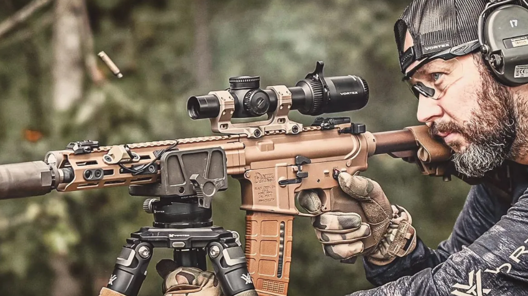 The Vortex Strike Eagle 1-8x24 FFP gives you an illuminated reticle in your rifle optic