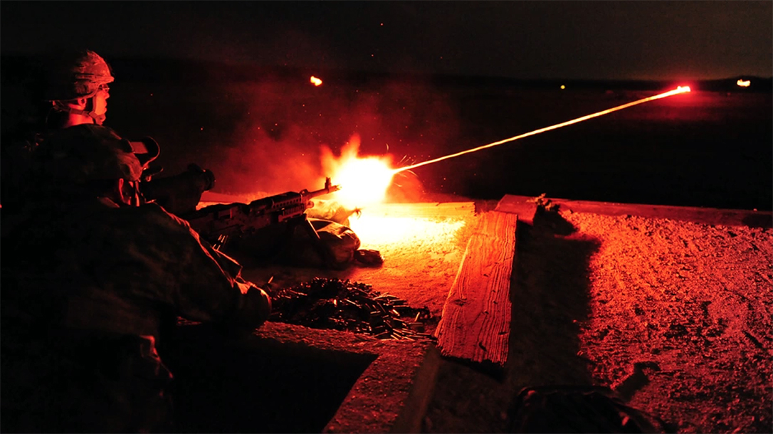 Soldiers train with tracer ammo prior to deployment to Iraq in 2009.
