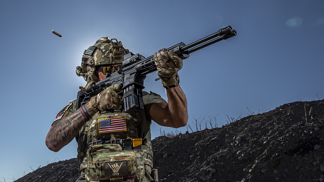 The Gilboa Snake AR-type rifle features two complete firing systems and independent barrels.